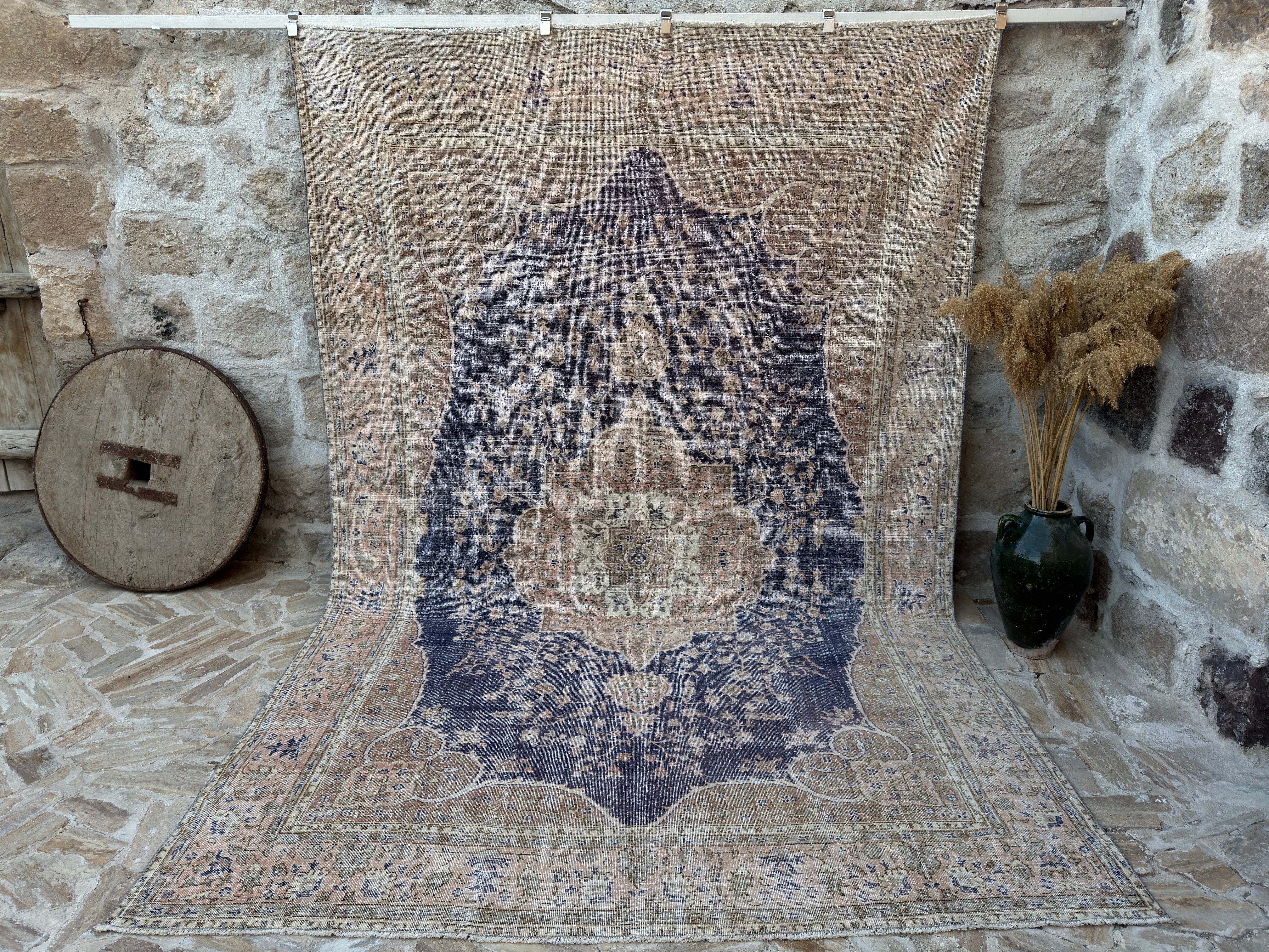 7' x 11' - Vintage Turkish Rug, Blue - Lian | Kirmen Rugs – Kirmen™