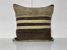 Brown 20" x 20" kilim pillow with striped design, handmade in Turkey – EE00367.