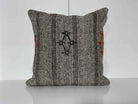 Gray 20" x 20" kilim pillow with traditional design, handmade in Turkey – EE00363.