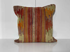 Red 20" x 20" kilim pillow with traditional design, handmade in Turkey – EE00358.