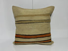 Beige kilim pillow with striped design, handmade in Turkey – EE00096.
