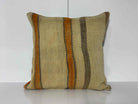 Beige kilim pillow with striped design, handmade in Turkey – EE00142.