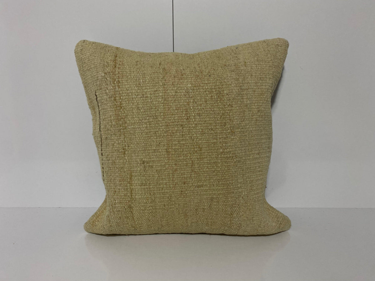 Beige kilim pillow with traditional design, handmade in Turkey – KK00294.