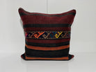 Black kilim pillow with striped design, handmade in Turkey – EE00086.