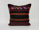 Black kilim pillow with traditional design, handmade in Turkey – EE00133.
