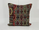 Black kilim pillow with traditional design, handmade in Turkey – EE00144.