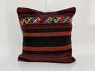 Black kilim pillow with traditional design, handmade in Turkey – EE00147.