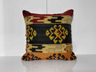 Black kilim pillow with geometric design, handmade in Turkey – EE00378.