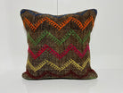 Brown kilim pillow with traditional design, handmade in Turkey – EE00180.