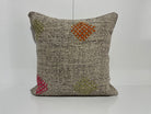 Gray kilim pillow with traditional design, handmade in Turkey – EE00125.
