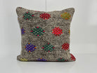 Gray kilim pillow with traditional design, handmade in Turkey – EE00169.