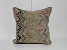 Gray kilim pillow with traditional design, handmade in Turkey – EE00170.