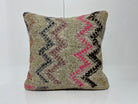 Gray kilim pillow with traditional design, handmade in Turkey – EE00181.