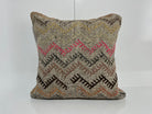 Gray kilim pillow with traditional design, handmade in Turkey – EE00185.