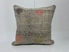 Gray kilim pillow with traditional design, handmade in Turkey – EE00198.