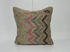 Gray kilim pillow with traditional design, handmade in Turkey – EE00200.