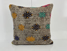 Gray kilim pillow with traditional design, handmade in Turkey – EE00216.