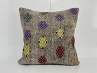 Gray kilim pillow with traditional design, handmade in Turkey – EE00217.