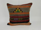 Gray kilim pillow with traditional design, handmade in Turkey – EE00235.
