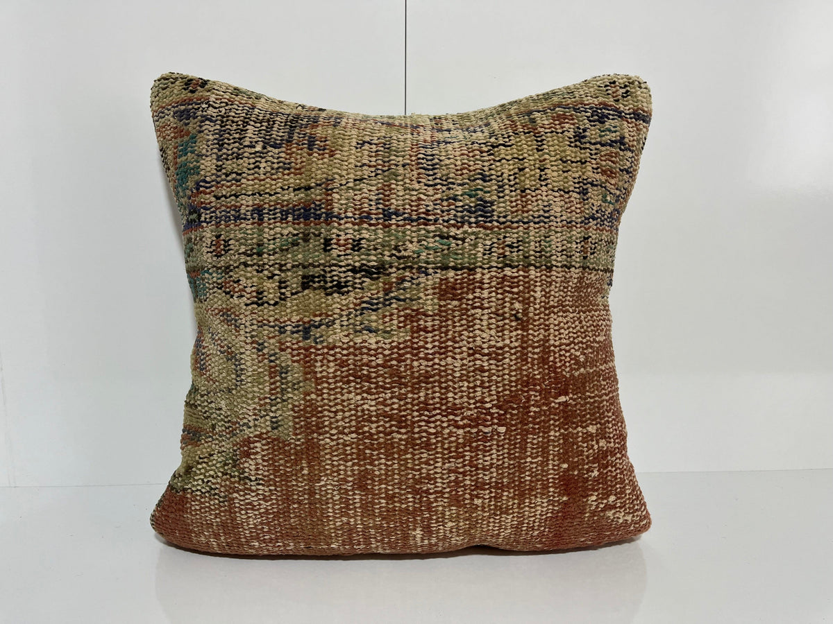 Orange kilim pillow with geometric design, handmade in Turkey – EE00324.