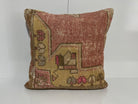 Pink kilim pillow with geometric design, handmade in Turkey – EE00323.