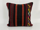 Red kilim pillow with traditional design, handmade in Turkey – EE00194.