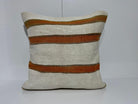 White kilim pillow with striped design, handmade in Turkey – EE00083.
