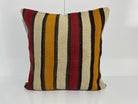 White kilim pillow with striped design, handmade in Turkey – EE00347.