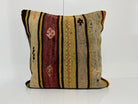 Yellow kilim pillow with striped design, handmade in Turkey – EE00092.