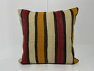 Beige kilim pillows with striped design, handmade in Turkey – EE00316.