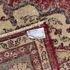 1970s red large turkish rug with medallion design, hand-knotted weave and low pile.