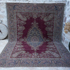 Burgundy 10' x 13' large vintage persian rug with medallion design, handmade in Persian – Stesha.