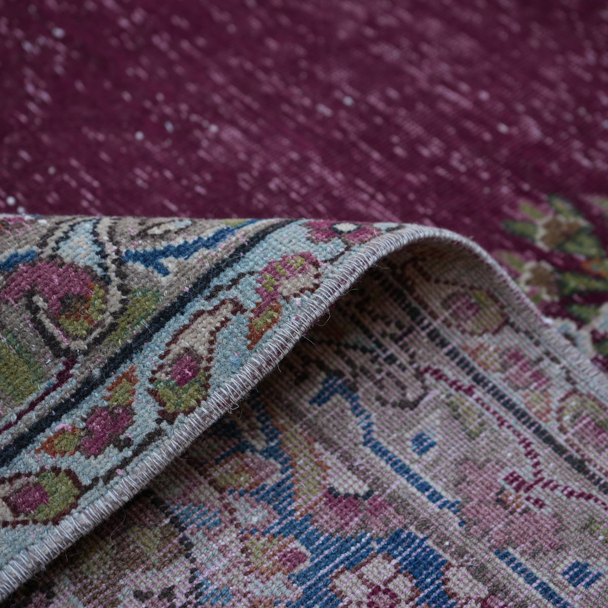 Burgundy 10' x 13' large vintage persian rug from the 1970s with medallion design.