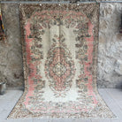Pink 6' x 10' large vintage rug with medallion design, handmade in Turkey – Kianna.