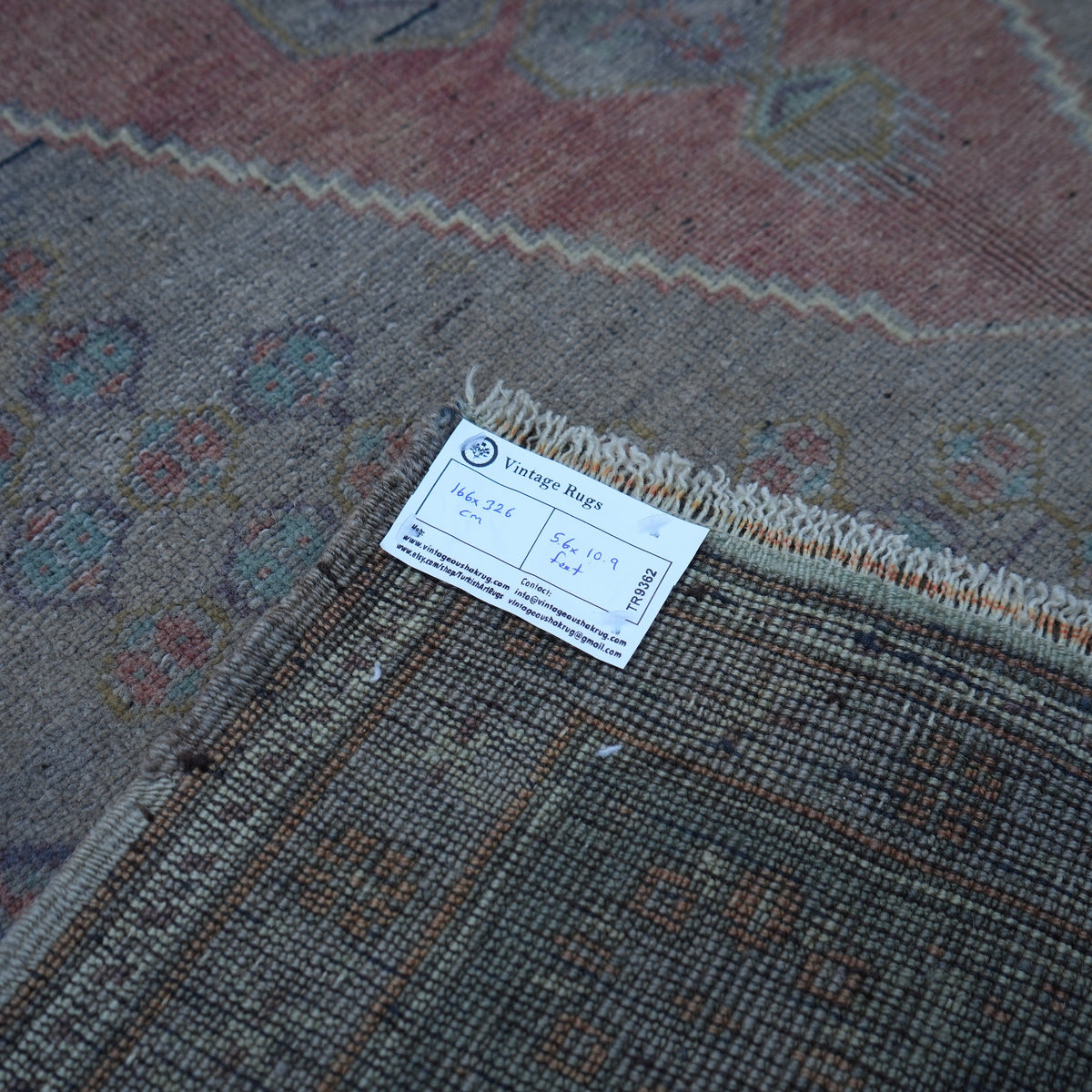 Pale Brown 5' x 11' Turkish large wool rug from the 1970s with traditional design.