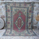Pale Pink 7' x 10' large wool rug with geometric design, handmade in Turkey – Desiri.