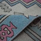 Additional view of the pale pink Turkish large wool rug, hand-knotted in wool.