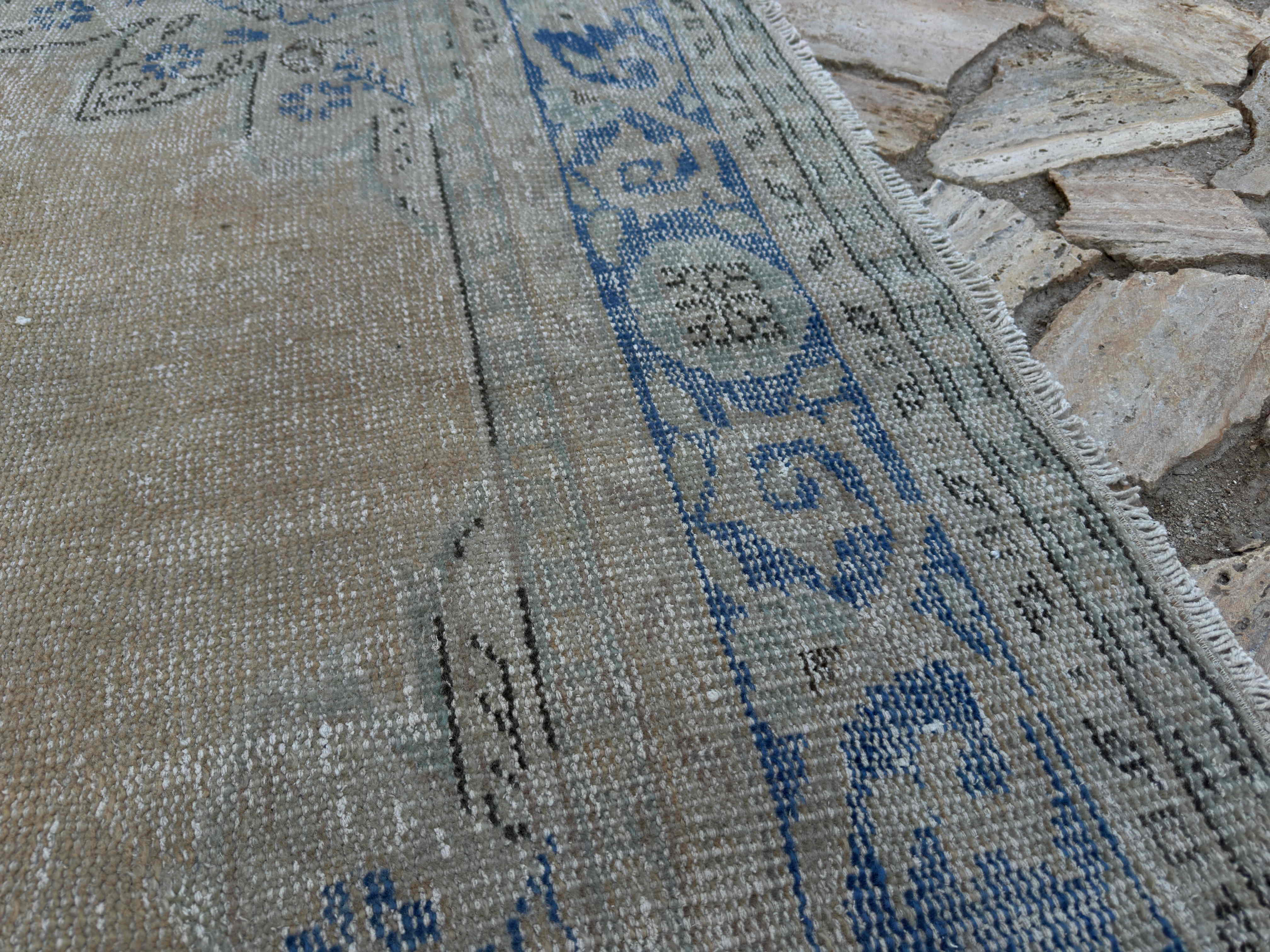 7' x 11' - Vintage Turkish Rug, Blue - Lian | Kirmen Rugs – Kirmen™