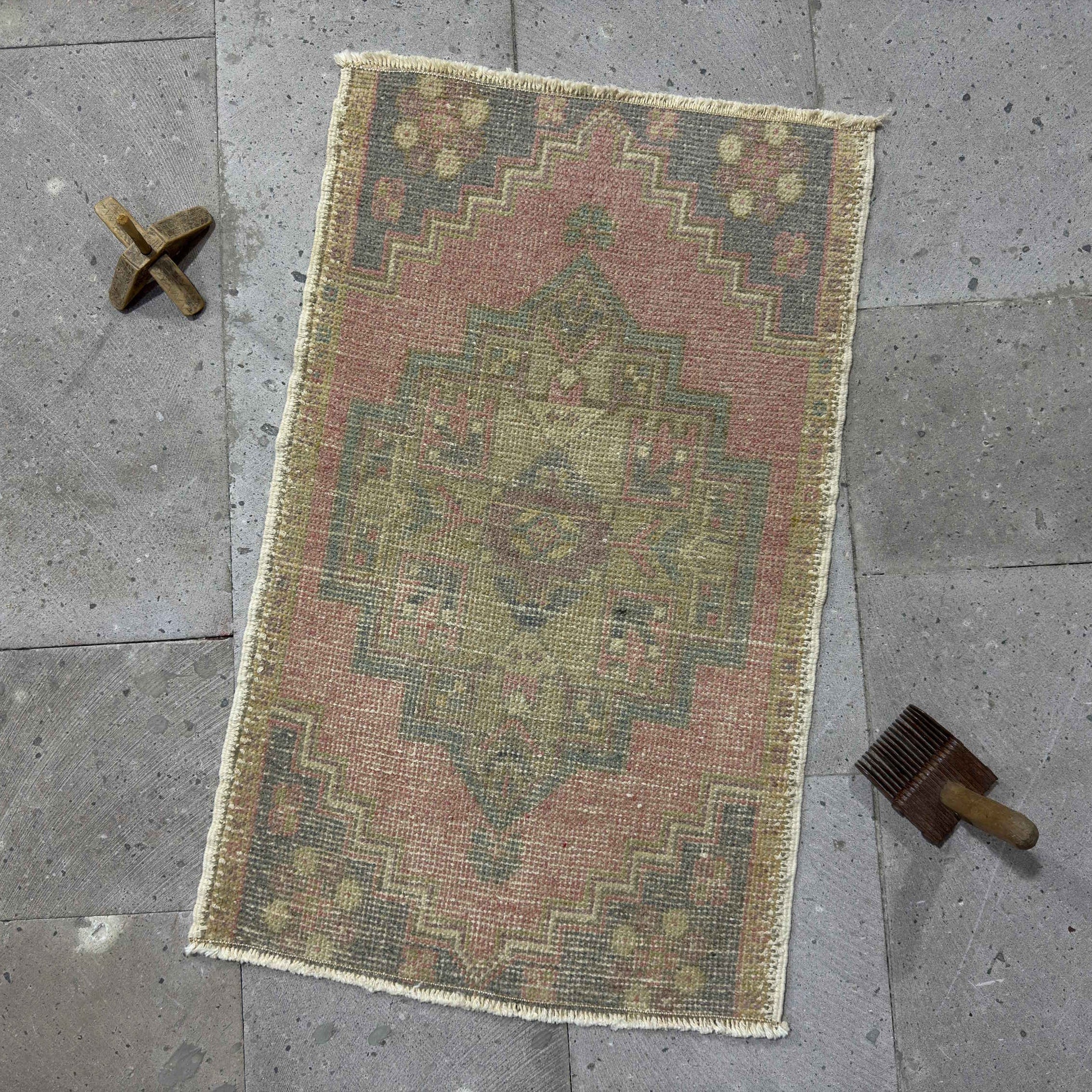 Pink 2' x 3' mini anatolian rug with traditional design, handmade in Turkey – Willa.