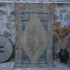 Beige 4' x 8' neutral vintage rug with neutral design, handmade in Turkey – Pavia.