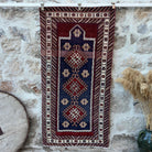 Blue 3' x 6' oriental wool rug with traditional design, handmade in Turkey – Bayard.