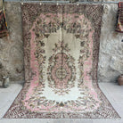 Brown 6' x 10' oriental wool rug with medallion design, handmade in Turkey – Quiller.