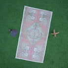 Red 1' x 3' oushak mini rug with traditional design, handmade in Turkey – Katie.