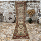 Red 3' x 14' oushak runner rug with oushak design, handmade in Turkey – Dedra.