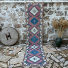 Pink 3' x 11' runner rug with traditional design, handmade in Turkey – Royce.