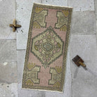 Pink 1' x 3' small area rug with traditional design, handmade in Turkey – Deana.