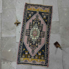 Pink 2' x 4' small runner rug with traditional design, handmade in Turkey – Sela.