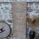 Pink 3' x 7' small runner rug with traditional design, handmade in Turkey – Douglas.