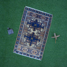 Blue 2' x 3' small turkish rug with traditional design, handmade in Turkey – Melli.