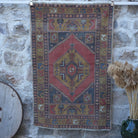 Red 4' x 6' small turkish rug with traditional design, handmade in Turkey – Amil.